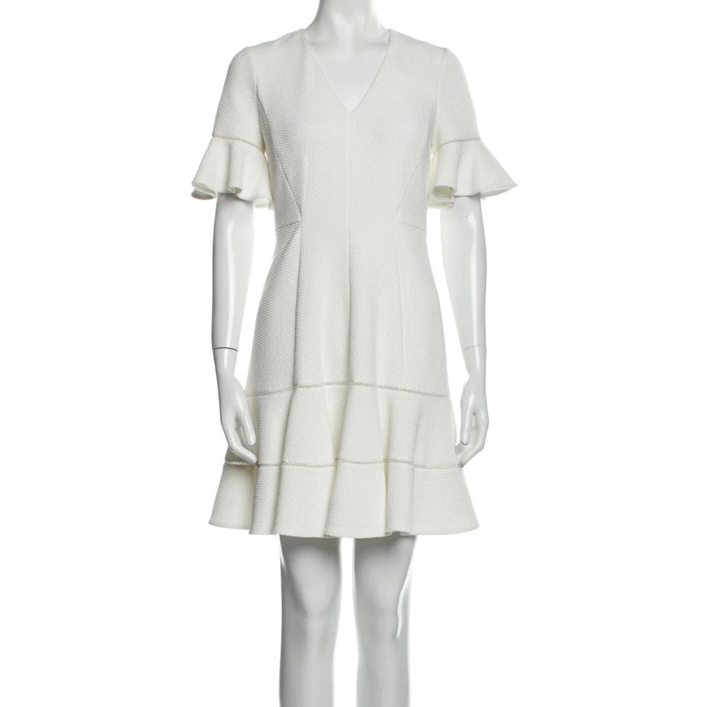 NWT Rebecca Taylor White Flutter Sleeve Dress Size 4